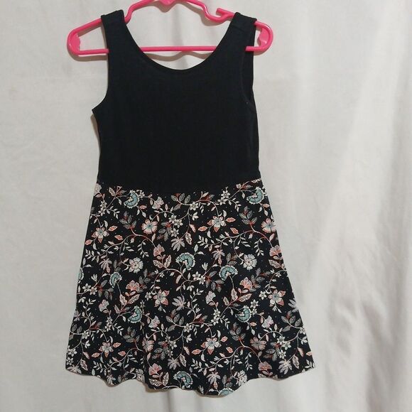 Old Navy Other - Old Navy Sleeveless Tank Dress Black & Floral Cotton Girls Size XS (5)